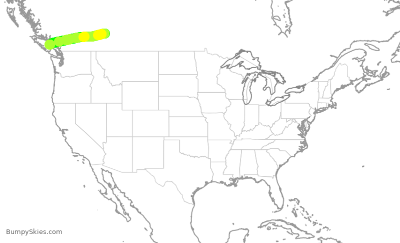 Turbulence forecast map for WJA515, YYC to YQQ