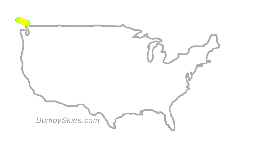 Map of continental US with illustrated flight path and turbulence forecast (described in text below)