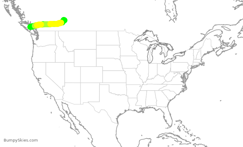 Turbulence forecast map for WJA518, YQQ to YYC