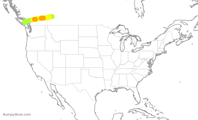 Turbulence forecast map for WJA519, YYC to YQQ