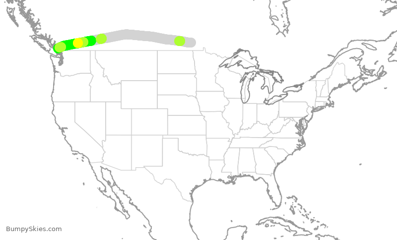 Turbulence forecast map for WJA539, YWG to YVR