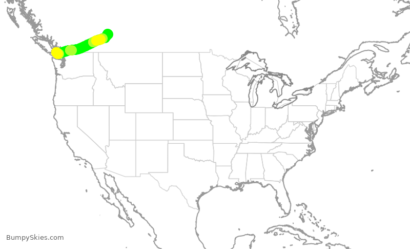 Turbulence forecast map for WJA552, YCD to YYC