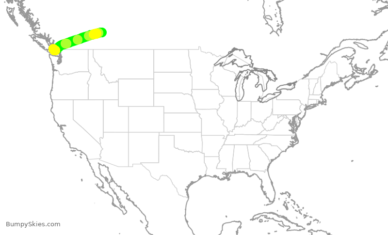 Turbulence forecast map for WJA553, YYC to YCD