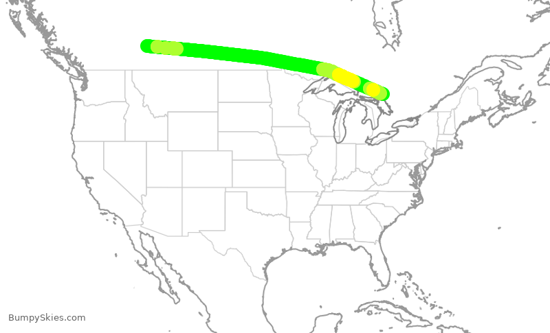 Turbulence forecast map for WJA554, YYC to YSB