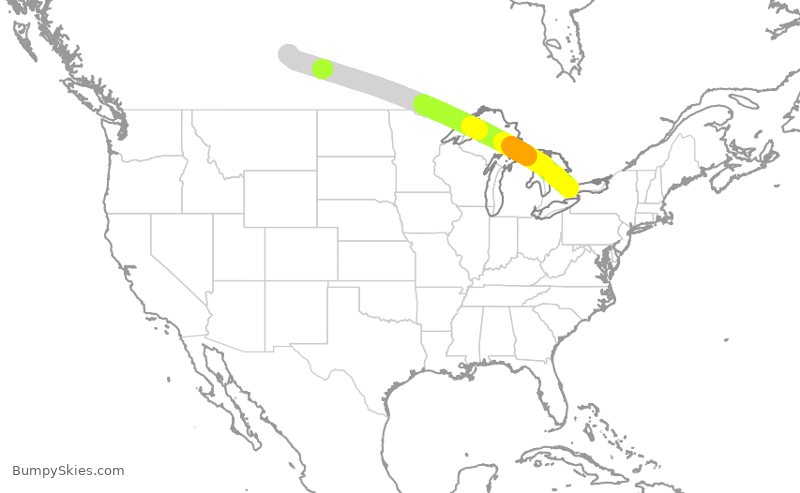 Turbulence forecast map for WJA571, YYZ to YXE
