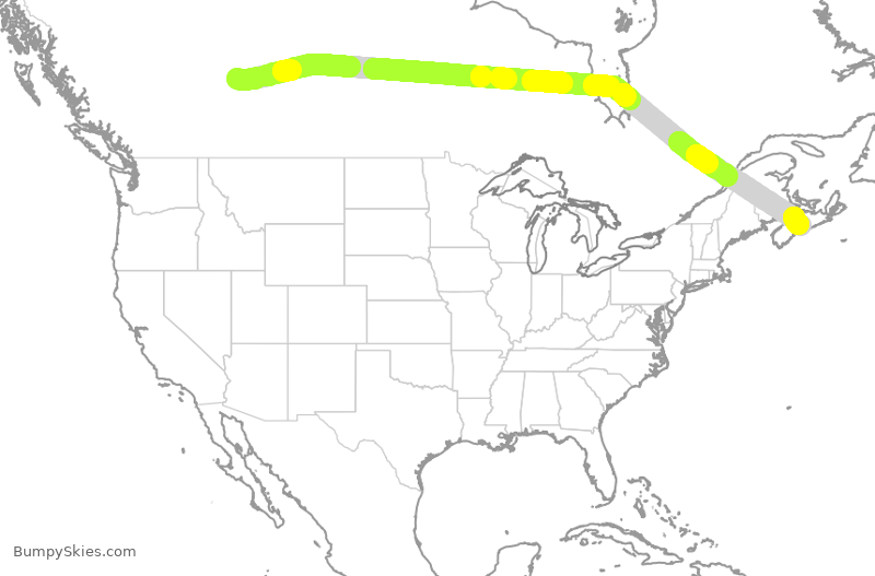 Turbulence forecast map for WJA576, YEG to YHZ