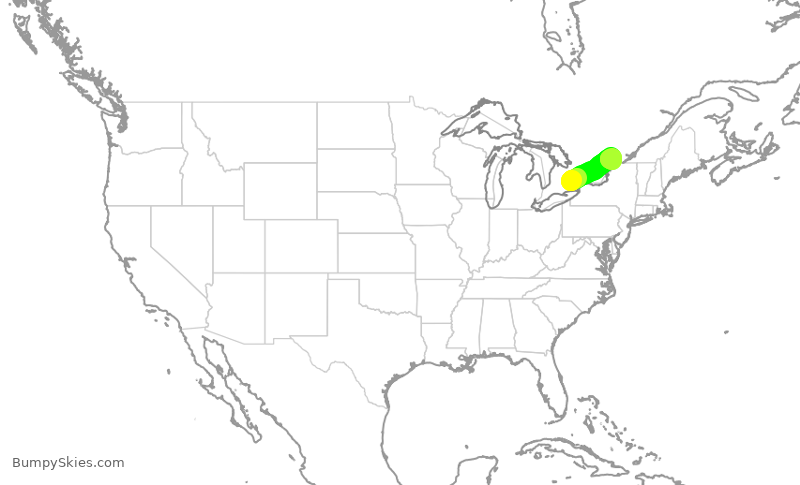 Turbulence forecast map for WJA588, YYZ to YOW