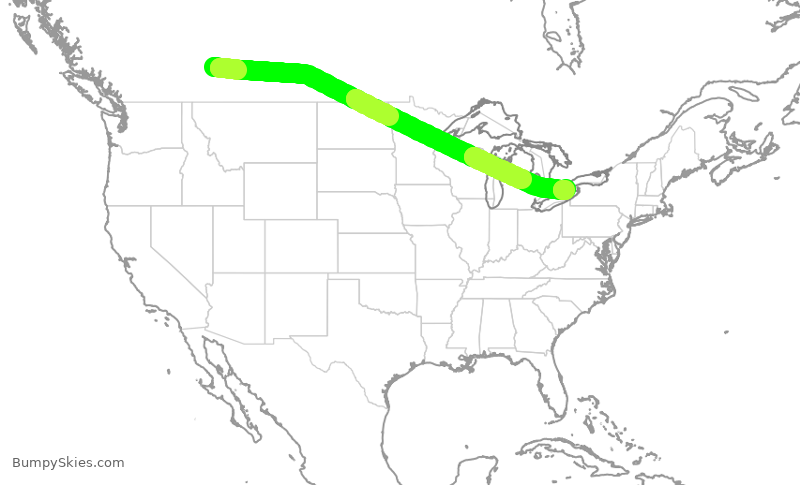 Turbulence forecast map for WJA594, YYC to YHM