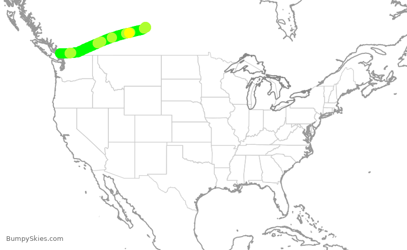 Turbulence forecast map for WJA600, YVR to YXE