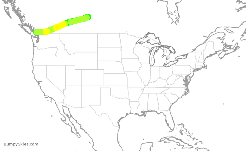 Turbulence forecast map for WJA602, YVR to YXE