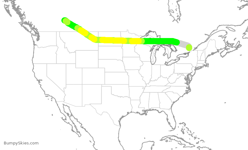 Turbulence forecast map for WJA611, YOW to YYC