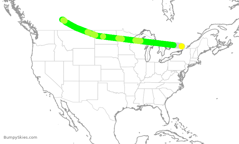 Turbulence forecast map for WJA613, YOW to YYC