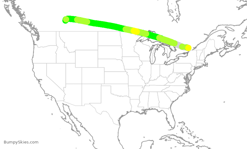 Turbulence forecast map for WJA617, YOW to YYC