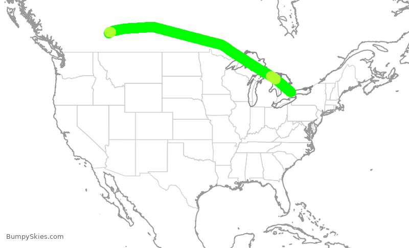 Turbulence forecast map for WJA629, YYZ to YYC