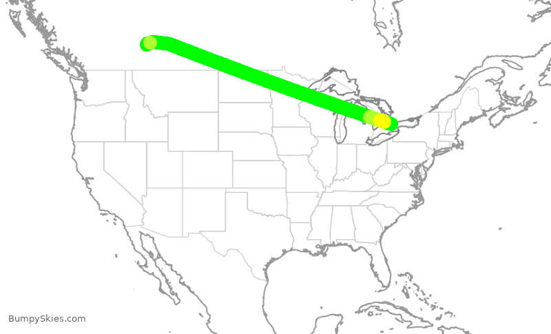 Turbulence forecast map for WJA637, YYZ to YYC