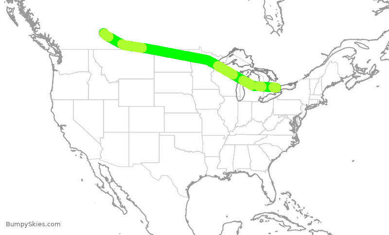 Turbulence forecast map for WJA641, YYZ to YYC
