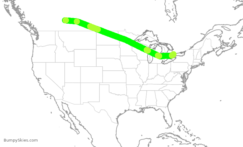 Turbulence forecast map for WJA644, YYC to YYZ