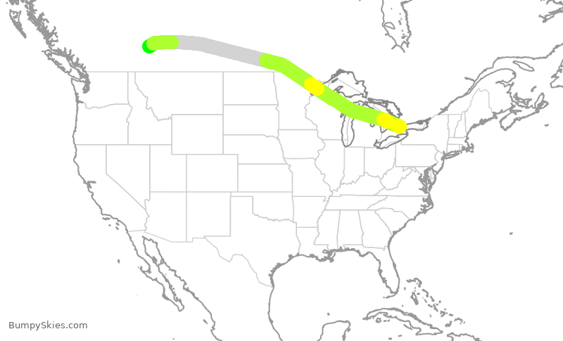 Turbulence forecast map for WJA645, YYZ to YYC