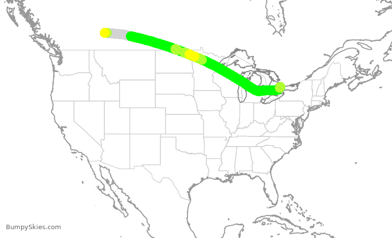 Turbulence forecast map for WJA646, YYC to YYZ