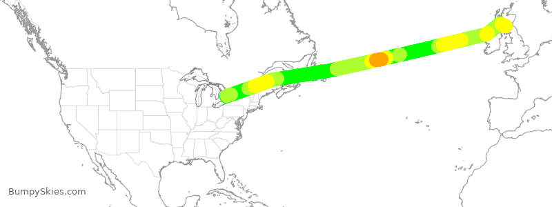 Turbulence forecast map for WJA64, YYZ to GLA