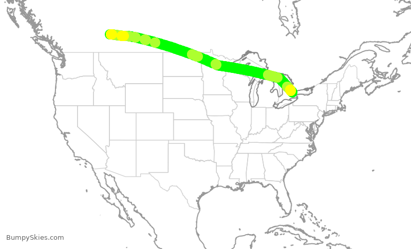 Turbulence forecast map for WJA652, YYC to YYZ