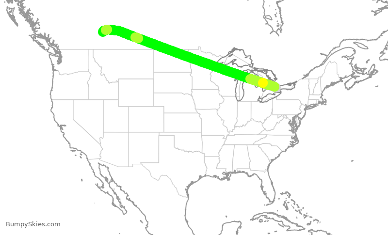 Turbulence forecast map for WJA659, YYZ to YYC