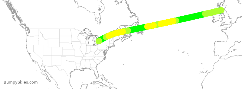 Turbulence forecast map for WJA65, GLA to YYZ