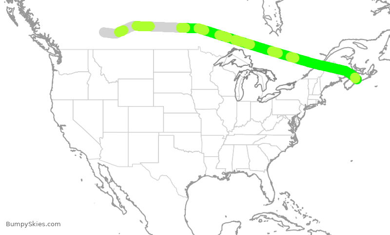 Turbulence forecast map for WJA668, YYC to YHZ
