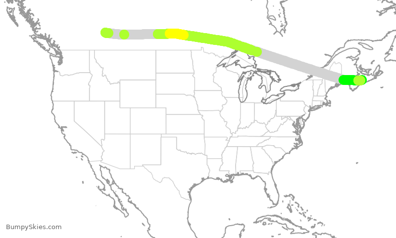 Turbulence forecast map for WJA674, YYC to YHZ