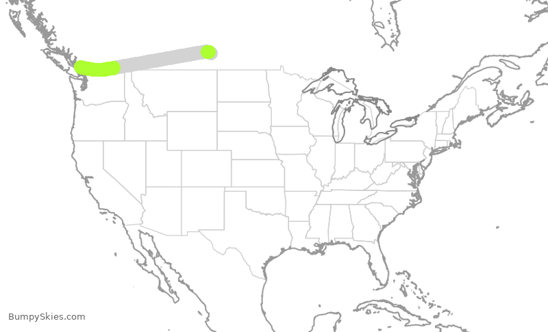 Turbulence forecast map for WJA680, YVR to YQR