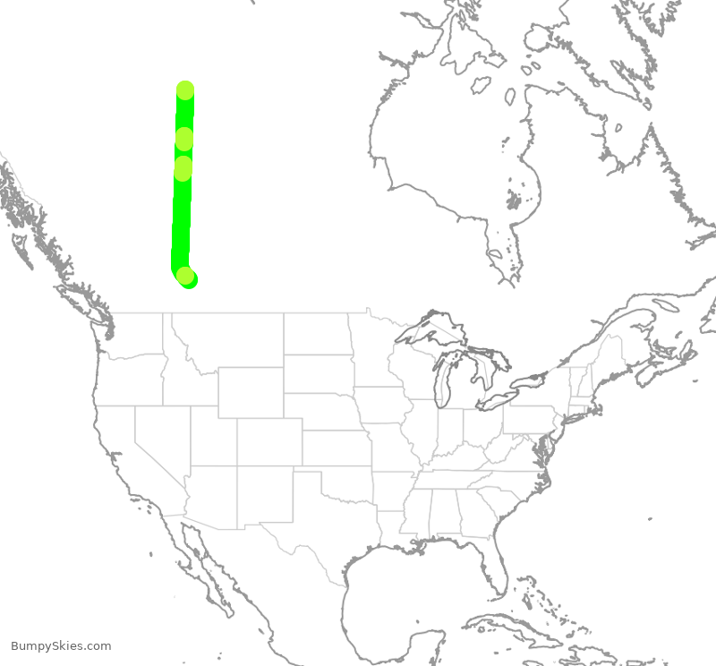 Turbulence forecast map for WJA684, YZF to YYC
