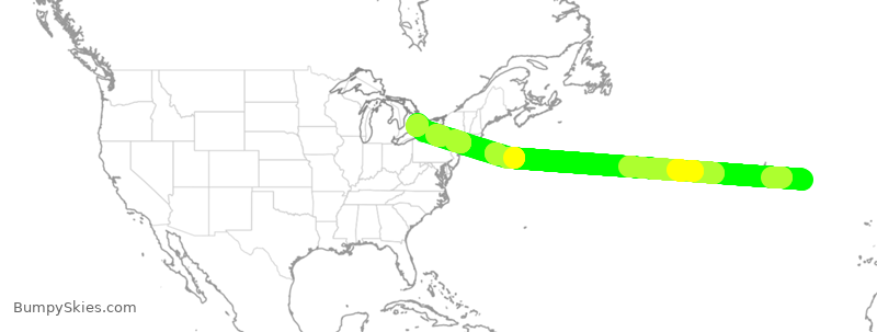 Turbulence forecast map for WJA77, PDL to YYZ