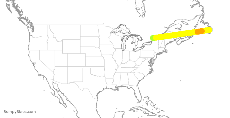 Turbulence forecast map for WJA780, YOW to YYT
