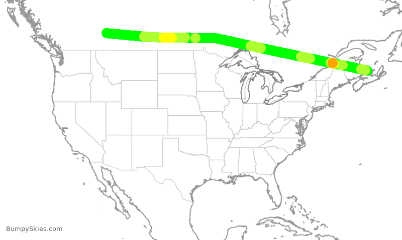 Turbulence forecast map for WJA788, YYC to YYG