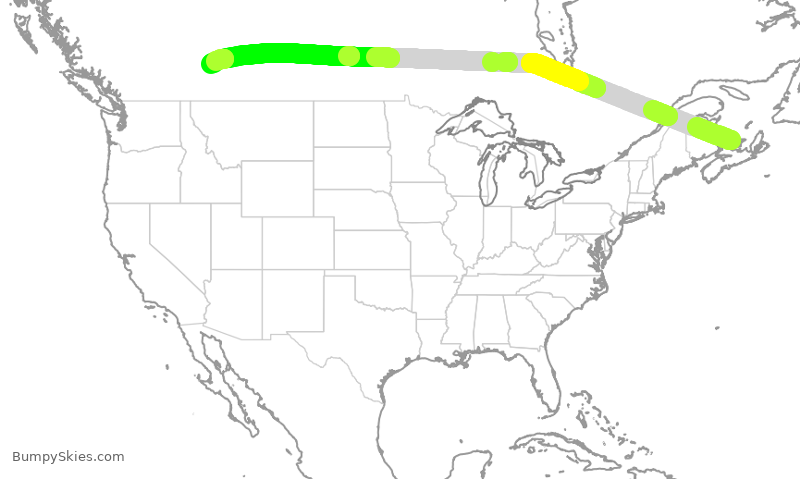 Turbulence forecast map for WJA789, YYG to YYC