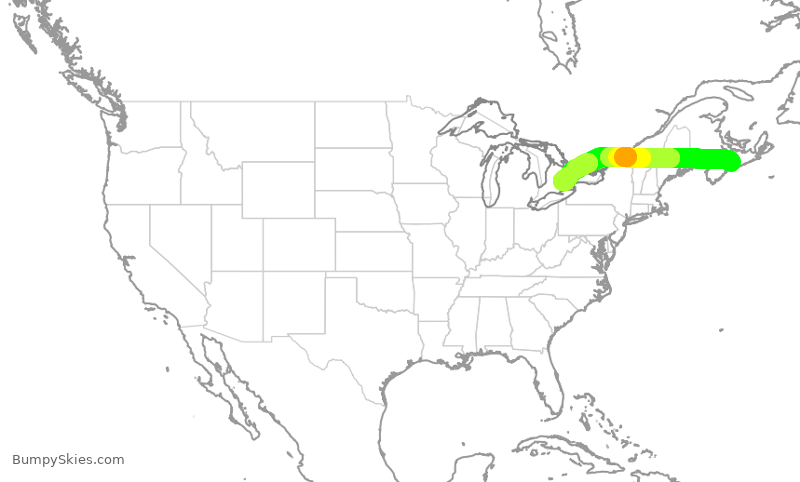 Turbulence forecast map for WJA803, YHZ to YYZ