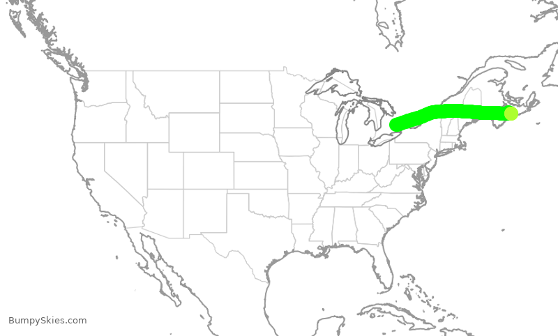 Turbulence forecast map for WJA808, YYZ to YHZ