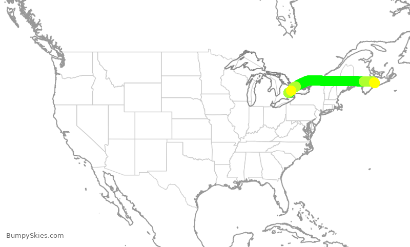Turbulence forecast map for WJA809, YHZ to YYZ
