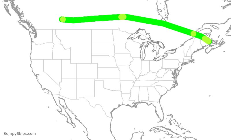 Turbulence forecast map for WJA814, YYC to YQM