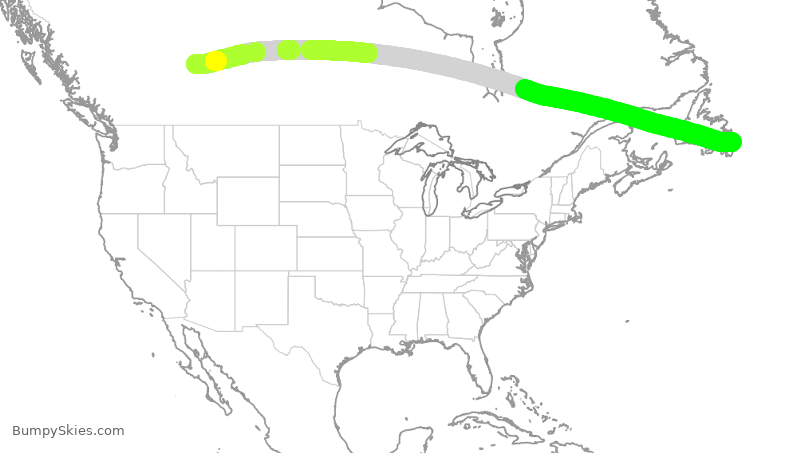 Turbulence forecast map for WJA818, YEG to YYT
