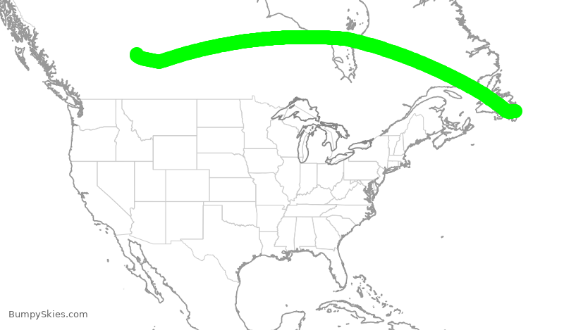 Turbulence forecast map for WJA819, YYT to YEG