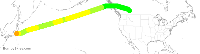 Turbulence forecast map for WJA81, JAA to YYC