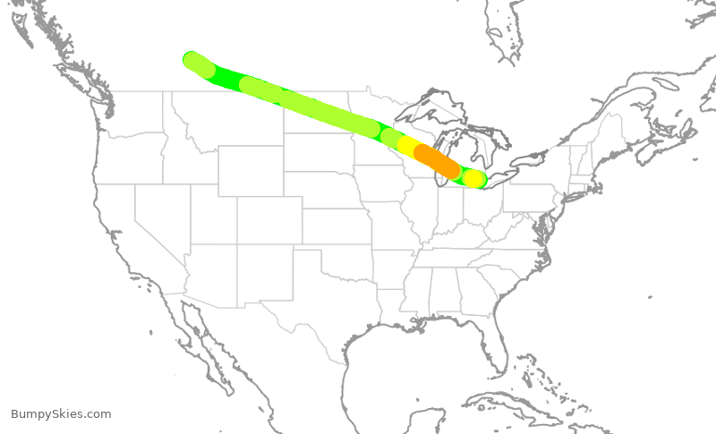 Turbulence forecast map for WJA826, YYC to YQG