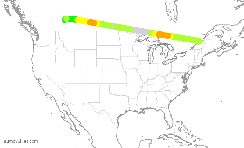 Turbulence forecast map for WJA831, YQB to YYC