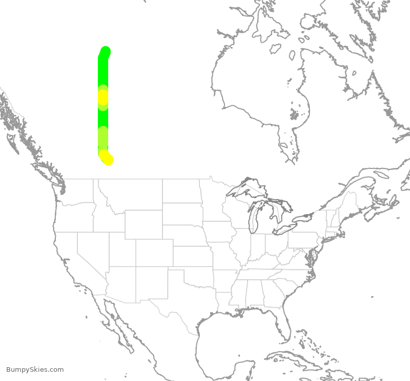 Turbulence forecast map for WJA854, YZF to YYC