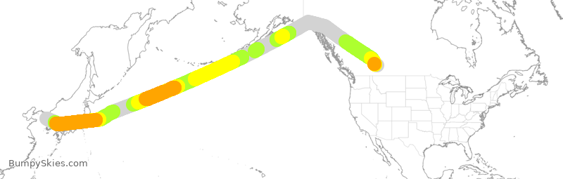 Turbulence forecast map for WJA86, YYC to ICN