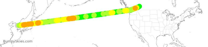 Turbulence forecast map for WJA87, ICN to YYC