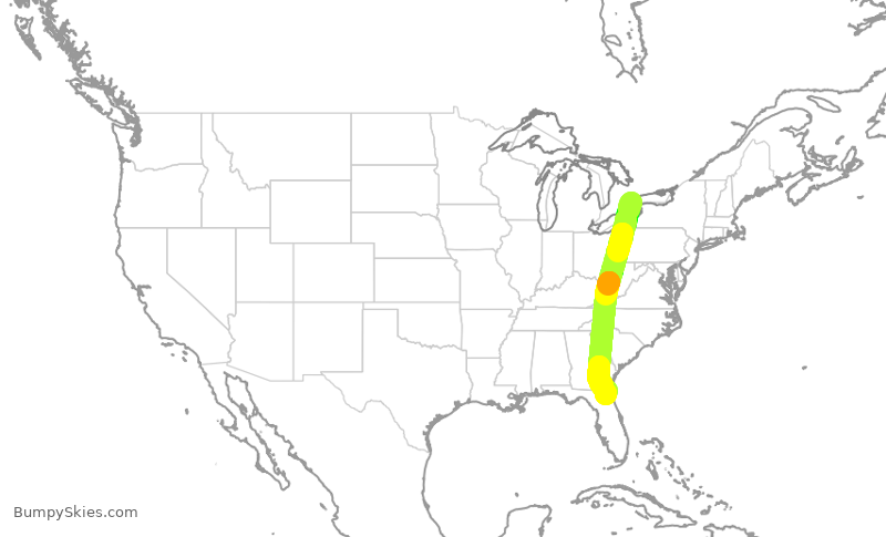 Turbulence forecast map for WJA8904, YYZ to VQQ