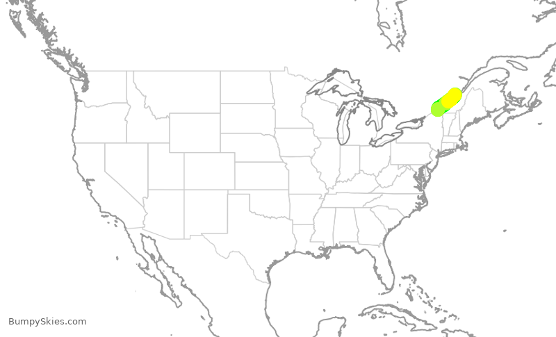 Turbulence forecast map for WJA8937, YQB to YUL