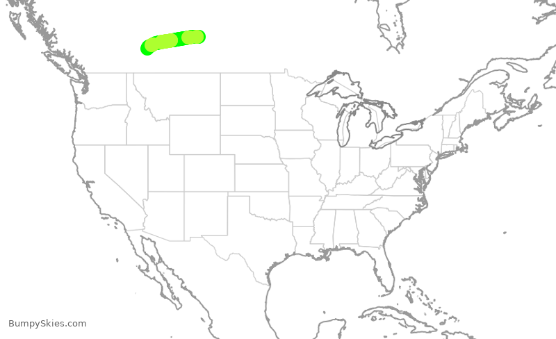 Turbulence forecast map for WJA8937, YXE to YYC
